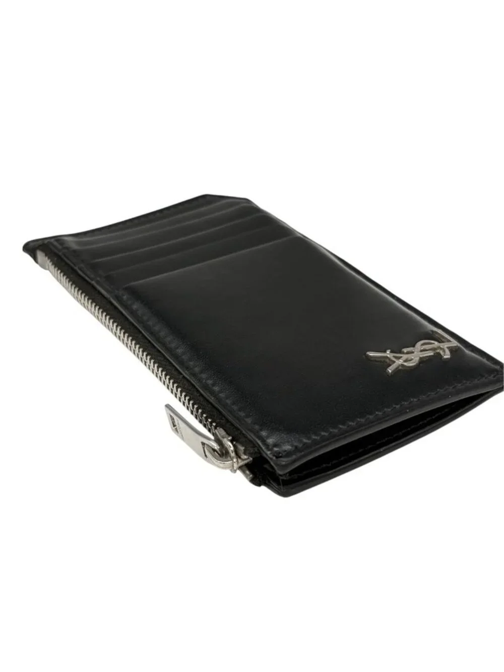 Saint Laurent Paris Fragment Case Cassandra Coin Purse Card Leather Black YSL